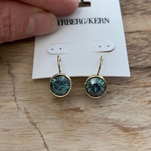 Dyrberg/Kern Louise earrings in Gold/Satin Blue with Swarovski Crystal - Picture 2 of 7